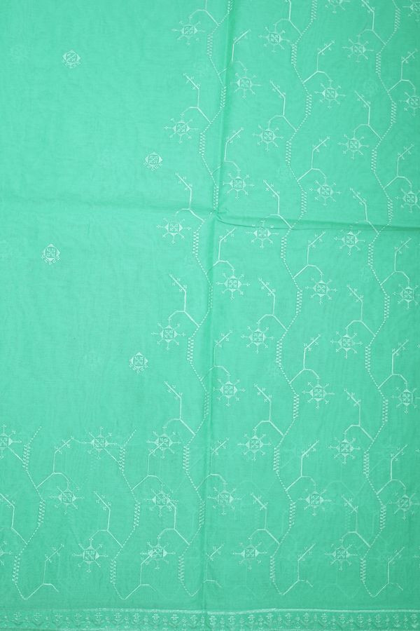 Embroidered Design Seafoam Green Ahmedabad Cotton Saree