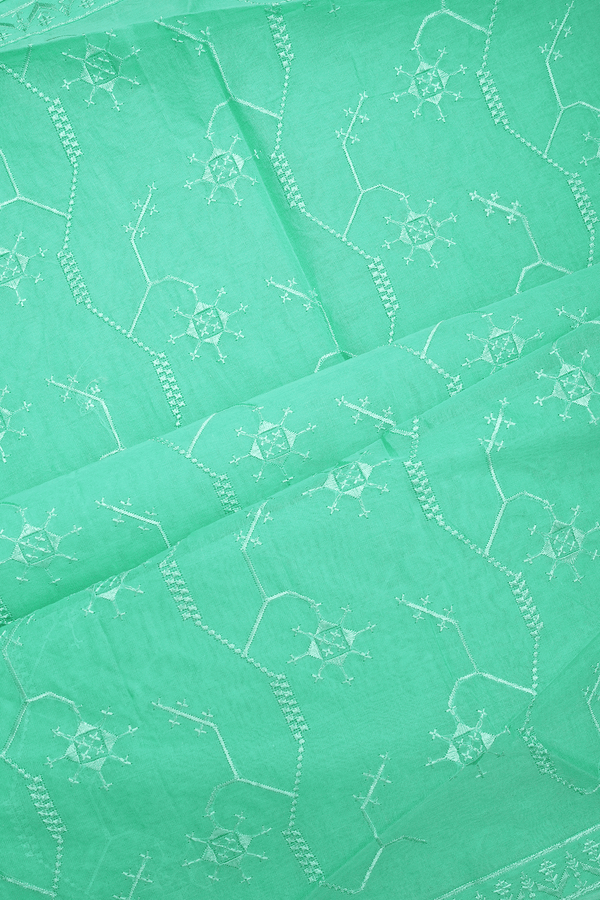 Embroidered Design Seafoam Green Ahmedabad Cotton Saree