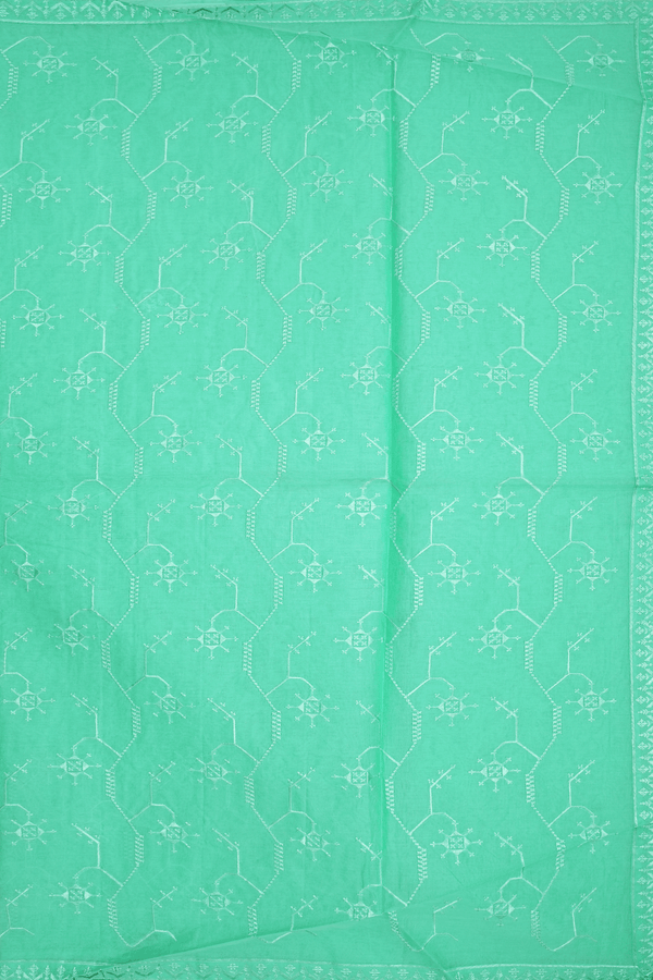 Embroidered Design Seafoam Green Ahmedabad Cotton Saree