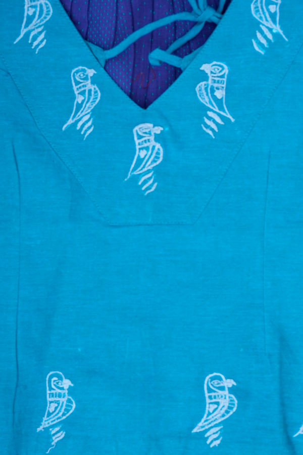 Embroidered Design Shades Of Blue Readymade Pavadai Sattai