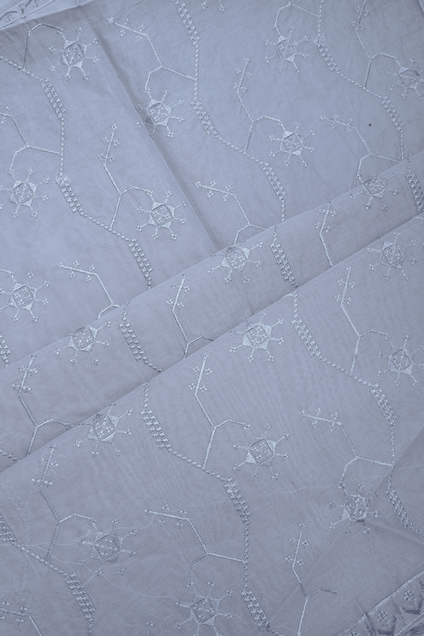 Embroidered Design Slate Grey Ahmedabad Cotton Saree