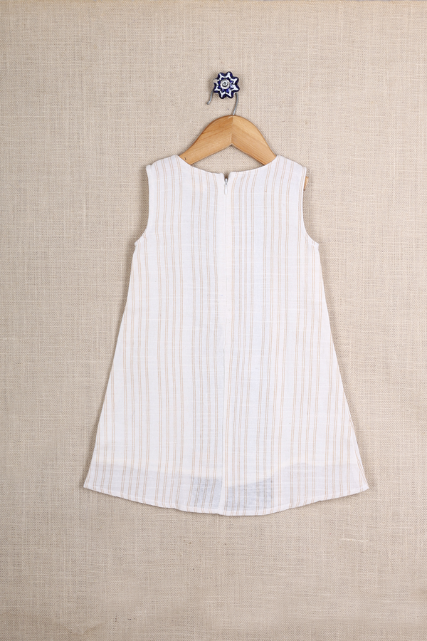Embroidered Design White Cotton Frock