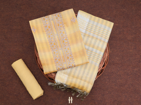 Embroidered Design Yellow Silk Cotton Salwar Material