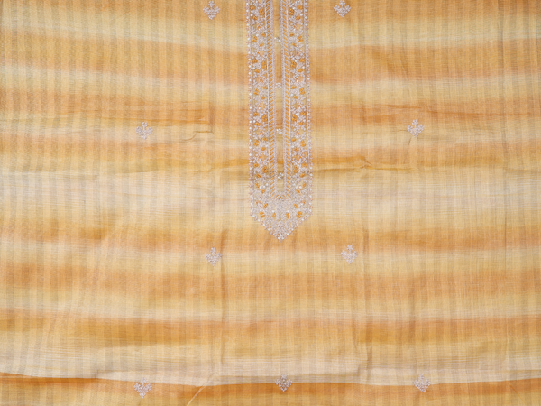 Embroidered Design Yellow Silk Cotton Salwar Material