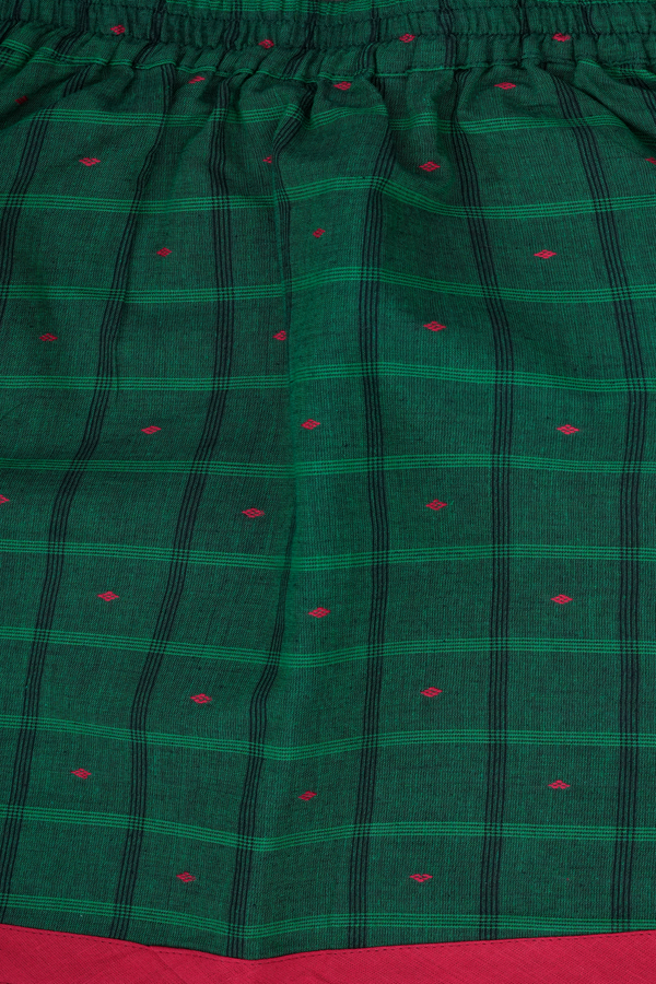 Embroidered Design Red And Green Readymade Pavadai Sattai