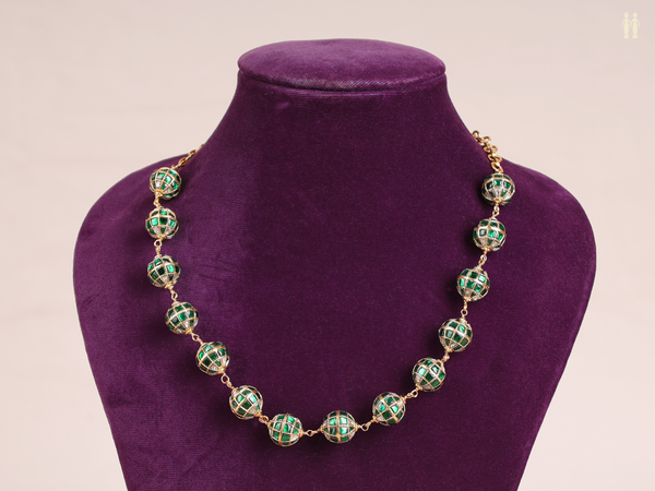 Emerald Stone Gold Plated Pure Silver Chain
