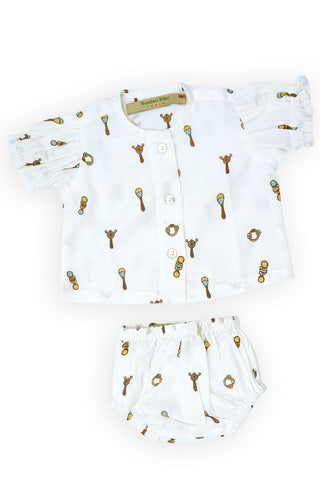 A-Line Top And Diaper Infant Wear Girls Co-ord Set Of 2