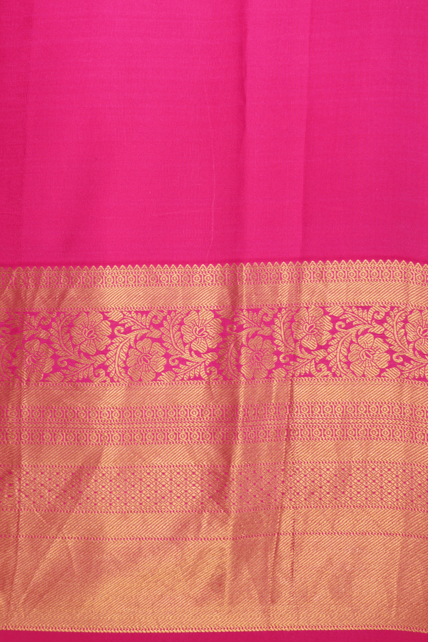 Floral And Cow Printed Design Yellow Kanchipuram Silk Saree