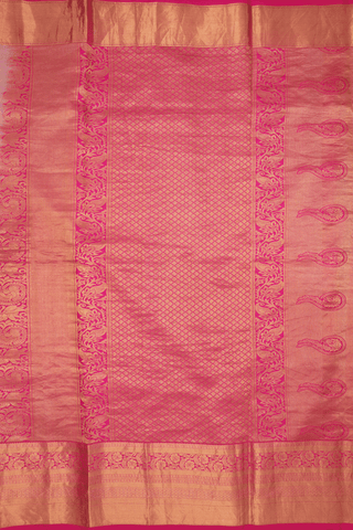 Floral And Cow Printed Design Yellow Kanchipuram Silk Saree