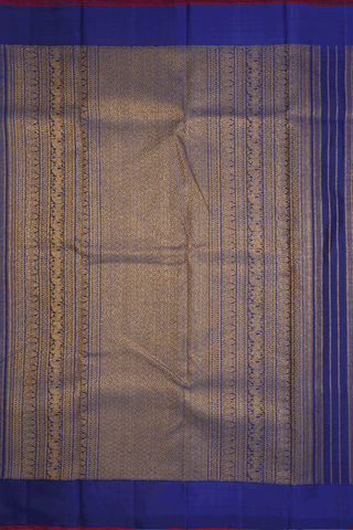 Floral And Paisley Buttas Indigo Blue Kanchipuram Silk Saree