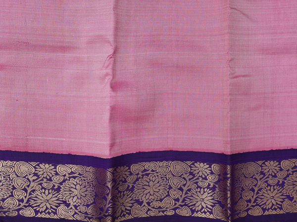 Floral Border Pink Kanchipuram Silk Pavadai Sattai Material