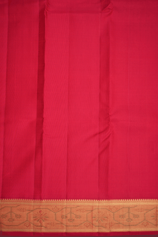 Floral Border Plain Crimson Red Kanchipuram Silk Saree