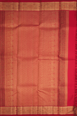 Floral Border Plain Crimson Red Kanchipuram Silk Saree