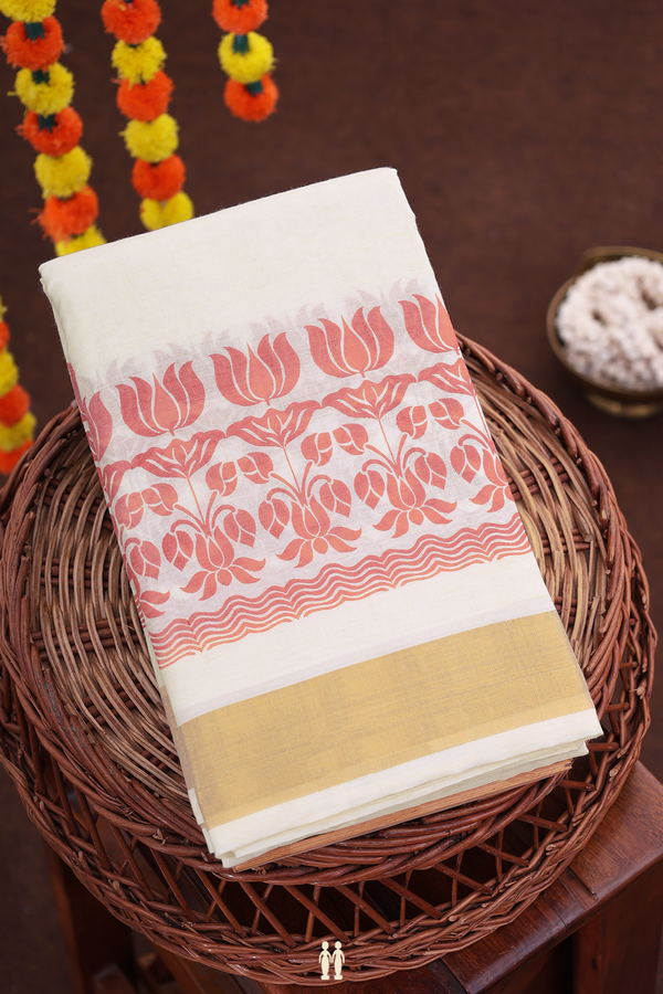 Floral Border White Onam Collection