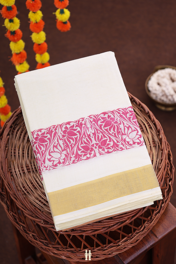 Floral Border White Onam Collection