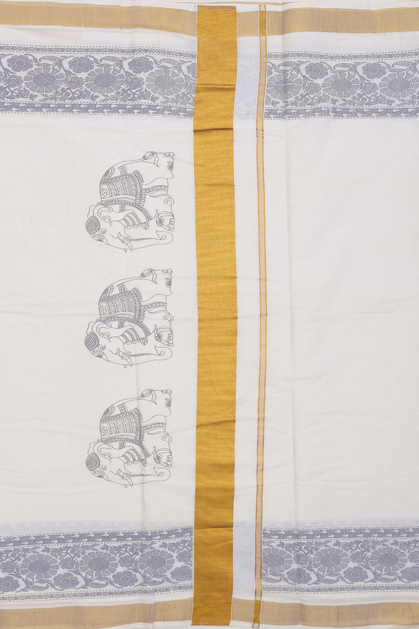 Floral Border White Onam Collection