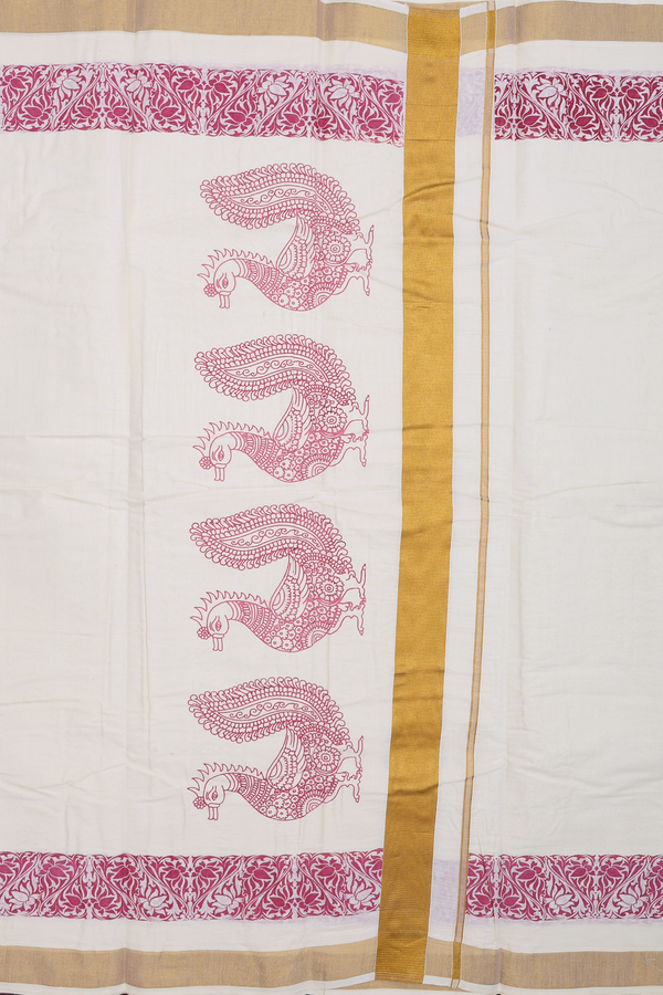 Floral Border White Onam Collection