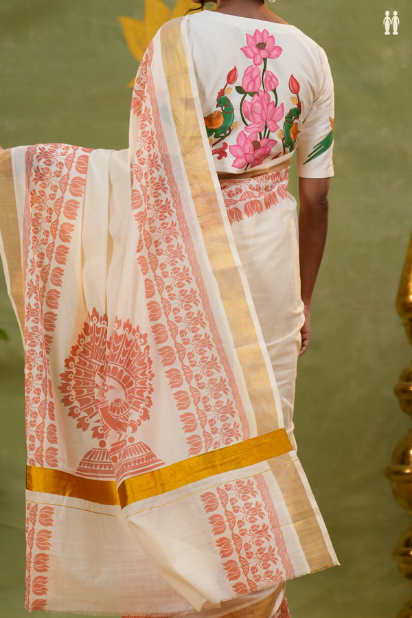 Floral Border White Onam Collection