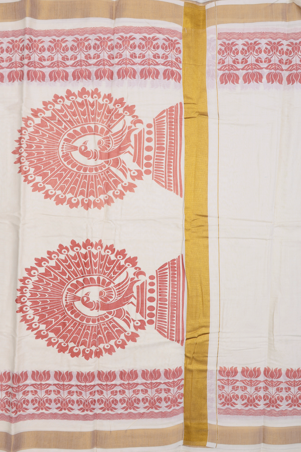 Floral Border White Onam Collection
