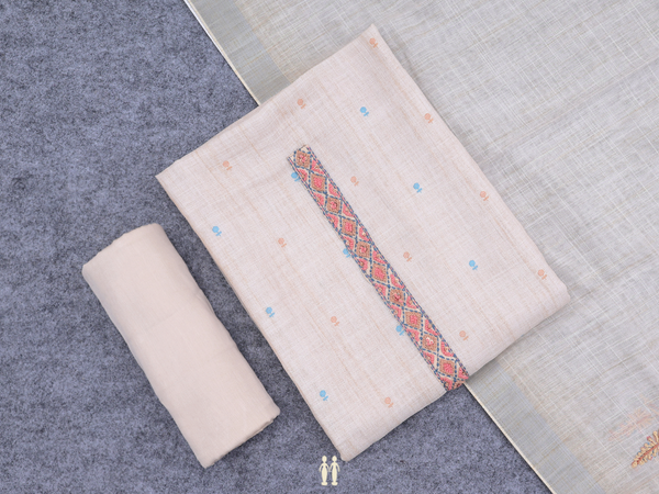 Floral Buttas Beige Cotton Unstitched Salwar Material
