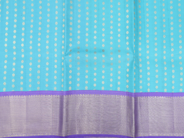 Floral Buttas Sky Blue Kanchipuram Silk Half Saree Material