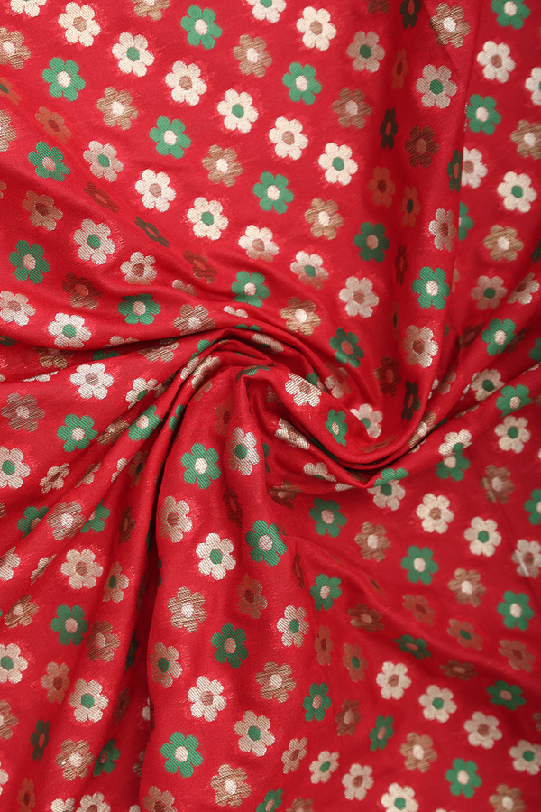 Floral Buttas Chilli Red Banarasi Dupatta