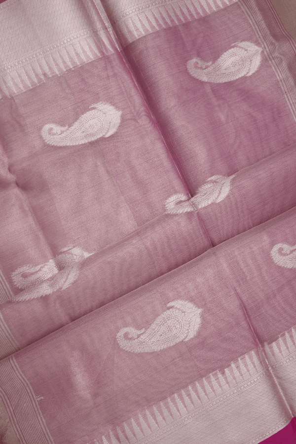Floral Buttas Cream Color Semi Tissue Saree