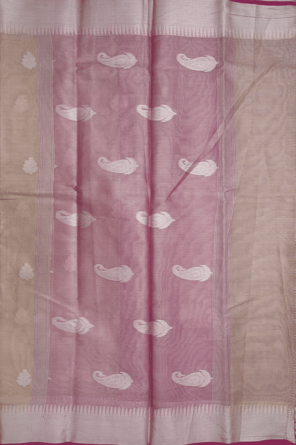 Floral Buttas Cream Color Semi Tissue Saree