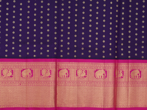 Floral Buttas Deep Purple Kanchipuram Pavadai Sattai Material