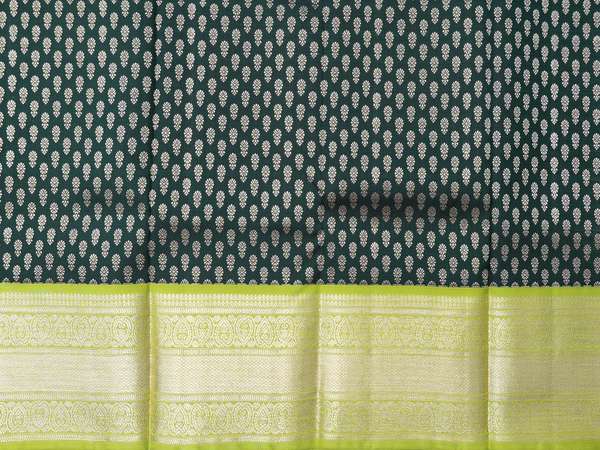 Floral Buttas Green Kanchipuram Silk Pavadai Sattai Material