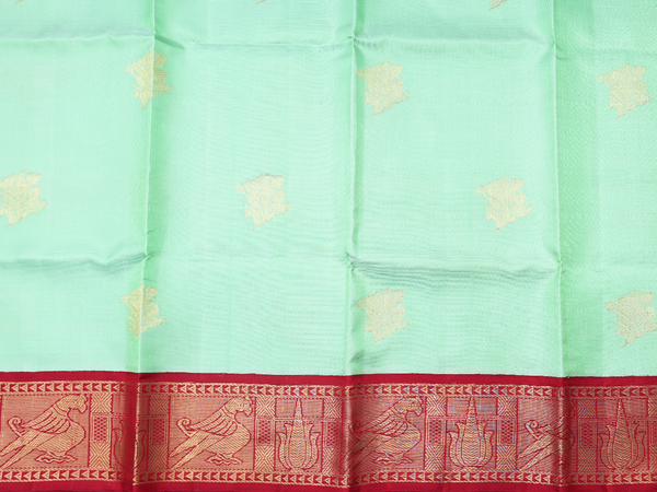 Floral Buttas Green Kanchipuram Silk Pavadai Sattai Material
