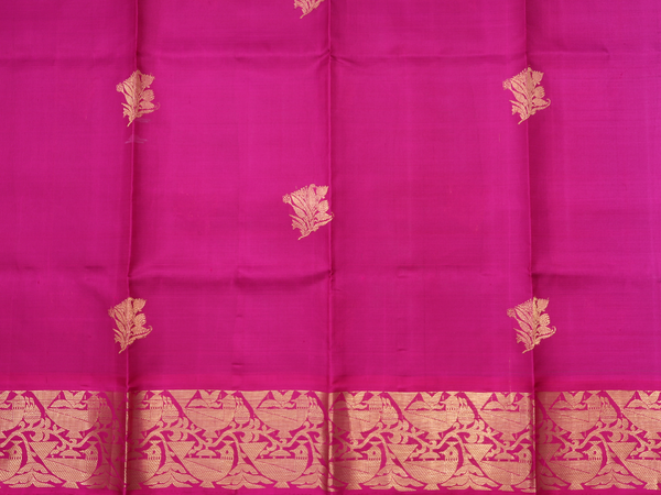 Floral Buttas Green Kanchipuram Silk Pavadai Sattai Material