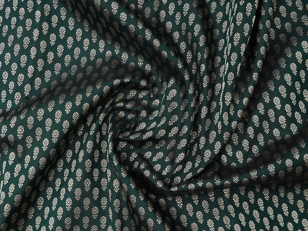 Floral Buttas Green Kanchipuram Silk Pavadai Sattai Material