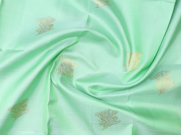 Floral Buttas Green Kanchipuram Silk Pavadai Sattai Material