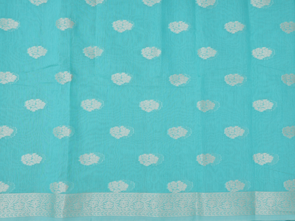 Floral Buttas Green Silk Cotton Unstitched Salwar Material
