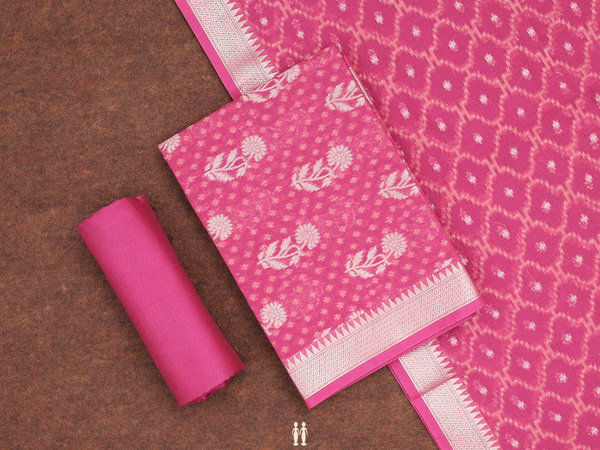 Floral Buttas Pink Kota Cotton Unstitched Salwar Material