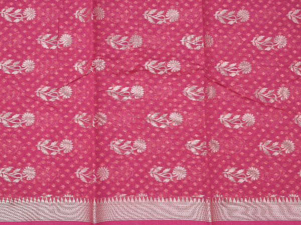 Floral Buttas Pink Kota Cotton Unstitched Salwar Material