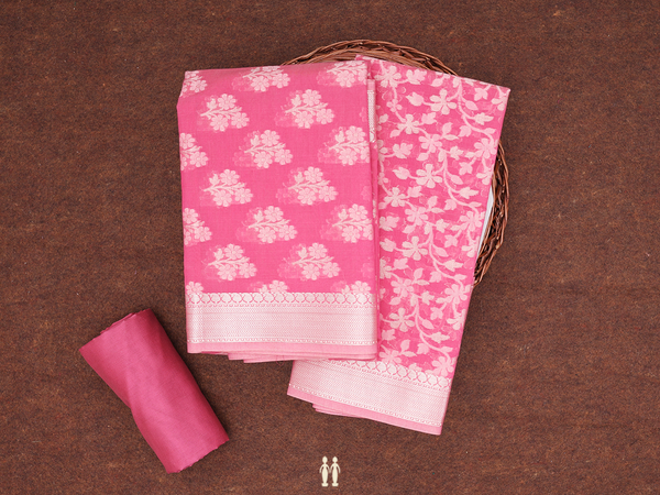 Floral Buttas Pink Kota Unstitched Salwar Material