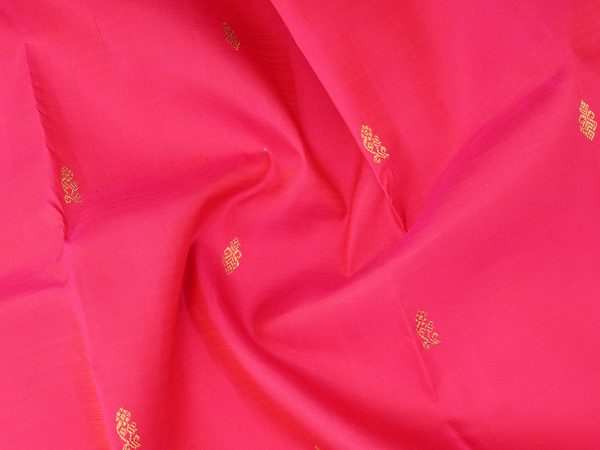 Floral Buttas Rani Pink Kanchipuram Pavadai Sattai Material