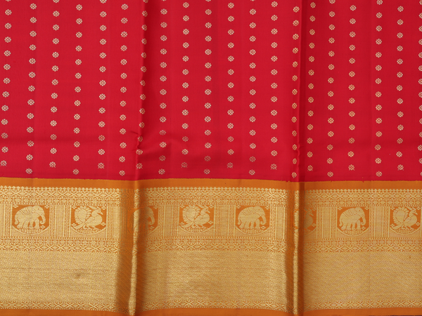 Floral Buttas Red Kanchipuram Pavadai Sattai Material