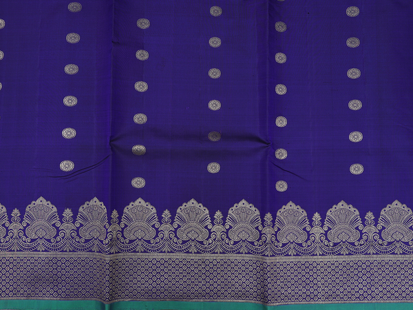 Floral Buttas Royal Blue Kanchipuram Silk Half Saree Material