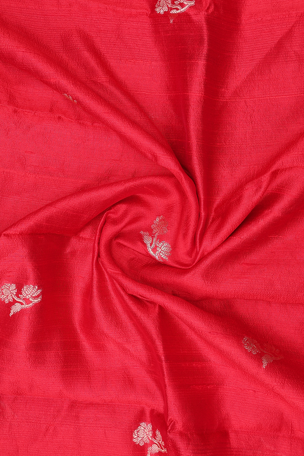 Floral Buttas Scarlet Red Raw Silk Dupatta
