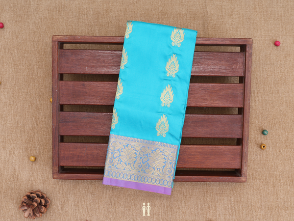 Floral Buttas Sky Blue Kanchipuram Pavadai Sattai Material