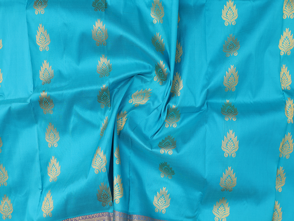Floral Buttas Sky Blue Kanchipuram Pavadai Sattai Material
