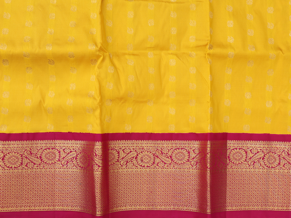 Floral Buttas Yellow Kanchipuram Pavadai Sattai Material
