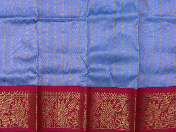 Floral Buttis Blue Kanchipuram Pavadai Sattai Material
