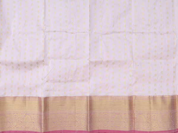 Floral Buttis Creamy Pink Kanchipuram Pavadai Sattai Material