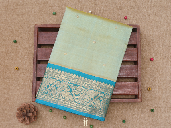 Floral Buttis Dual Tone Kanchipuram Pavadai Sattai Material