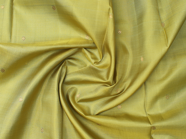 Floral Buttis Green Kanchipuram Silk Pavadai Sattai Material