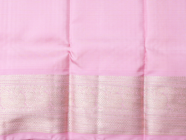 Floral Buttis Orange Kanchipuram Silk Pavadai Sattai Material